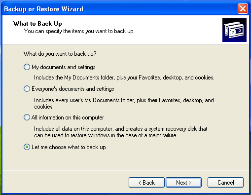 Backup or Restore Wizard